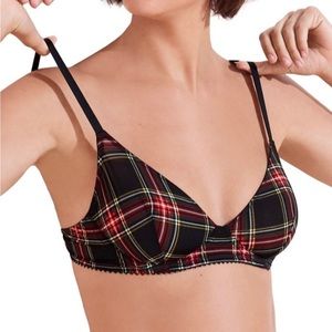 J. Crew Tartan plaid unlined bra 34C